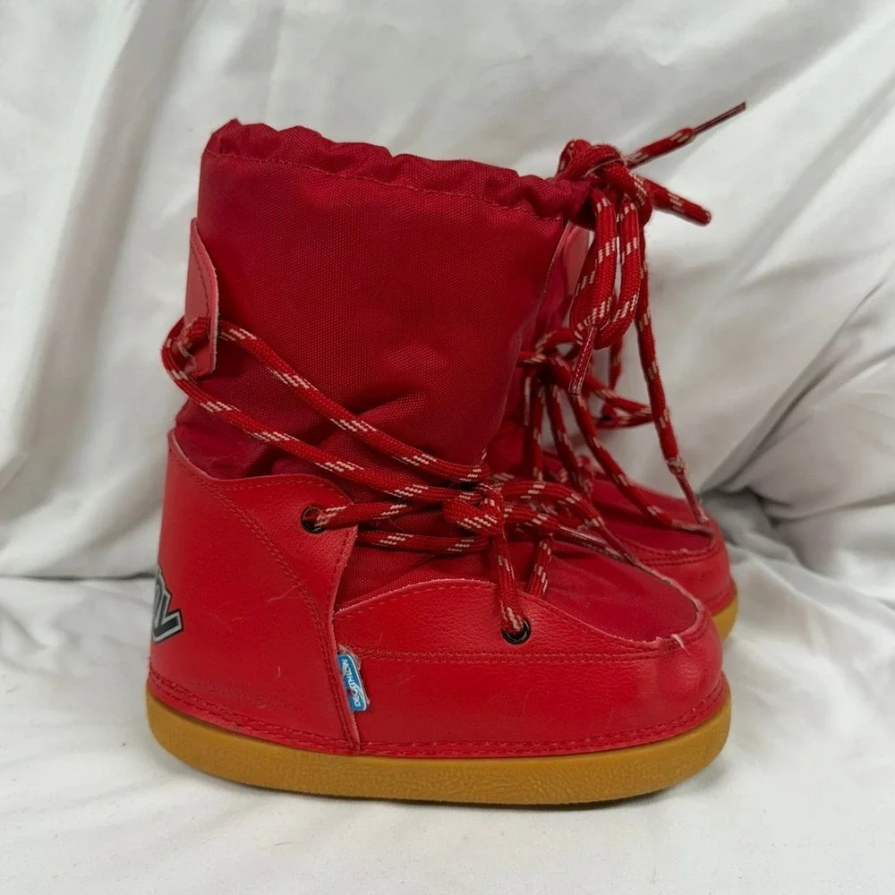 Decathlon Bootny Kids Red Snow Boots Made in Italy Paw Print Sole Size 12 US